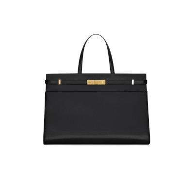 YSL MANHATTAN LARGE SHOPPING BAG IN SHINY LEATHER 7341350SX0W1000 (50*35*19cm)